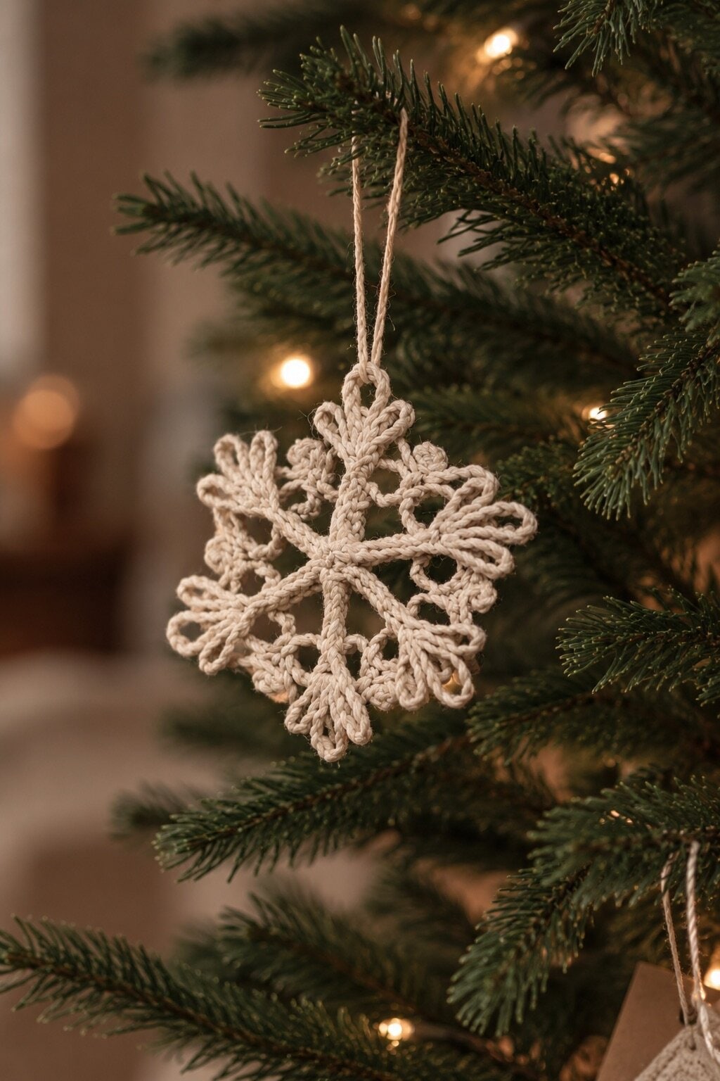 Snowflake ornament Tindra - jute, off-white