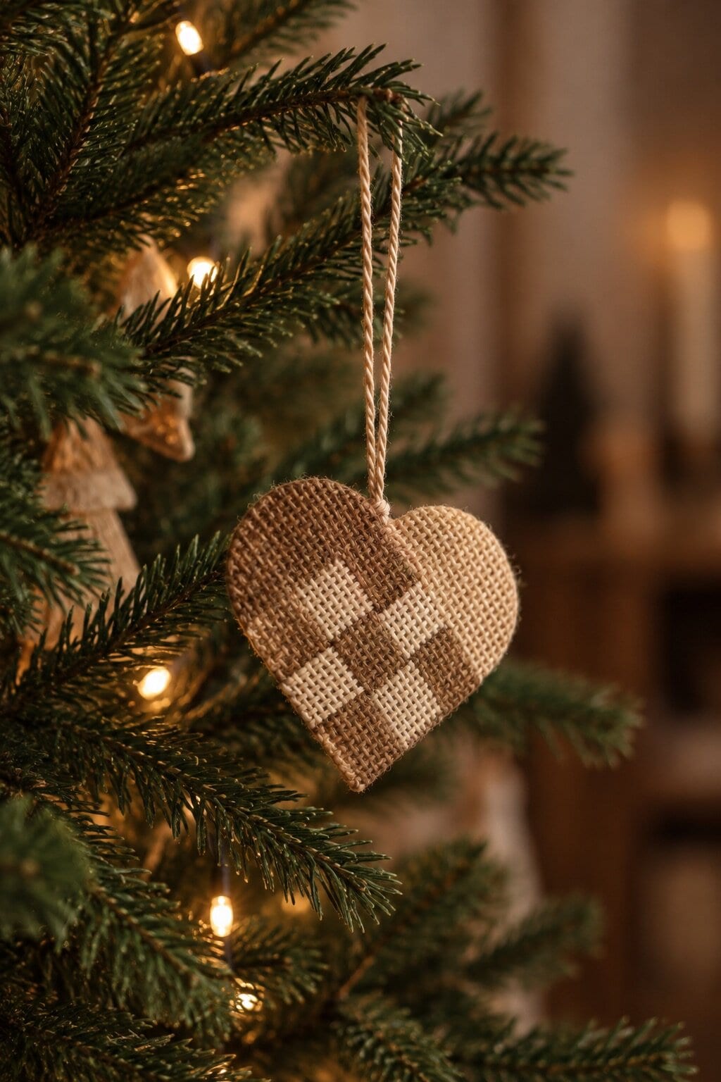 Heart ornament Elin - jute, brown/off-white