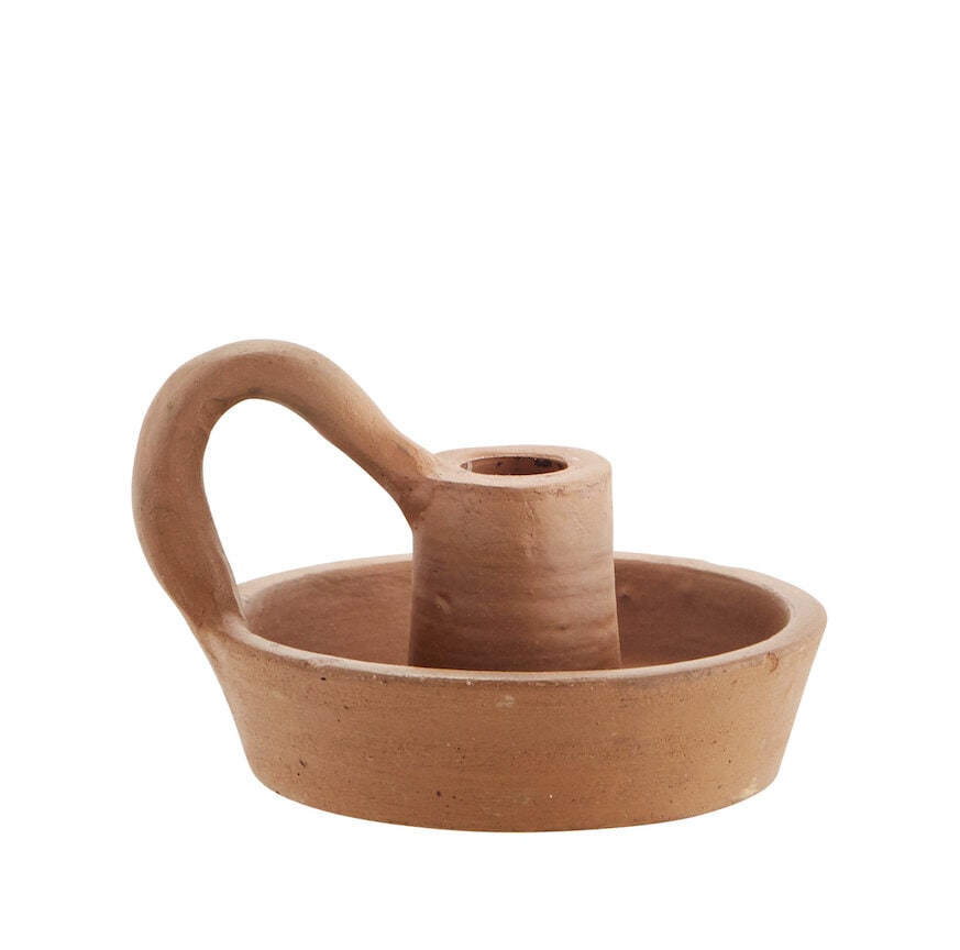 Candle Holder w. Handle Terracotta 