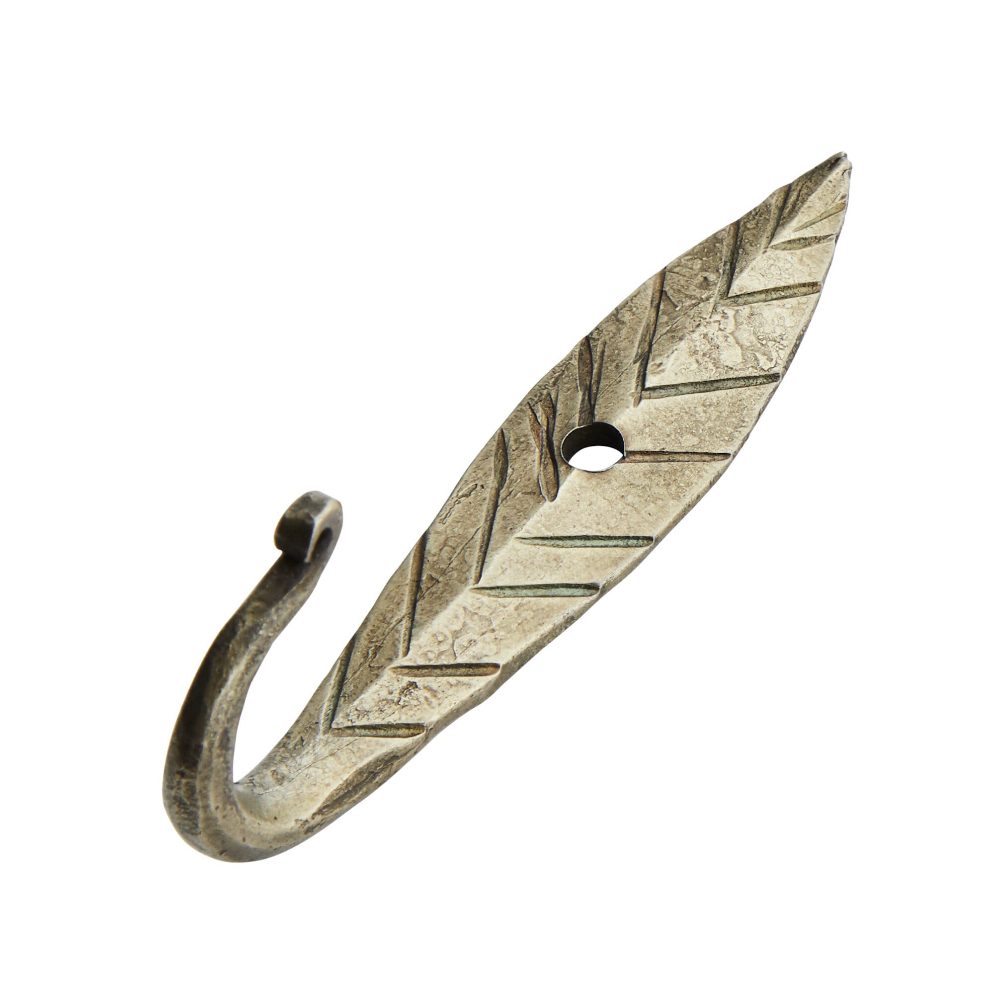 Hand Forged Hook Leaf Iron Brass