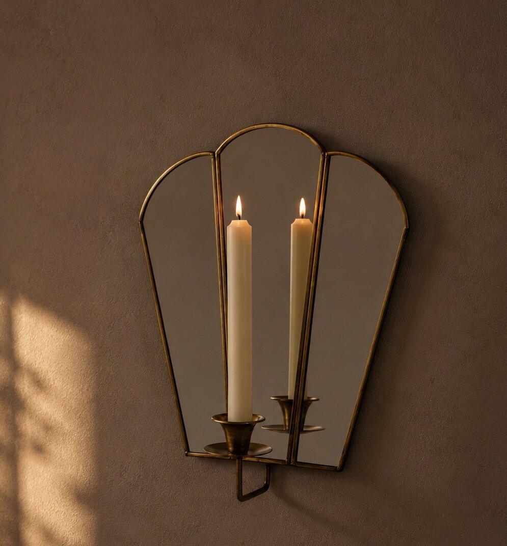 Mirror candle sconce Paula antique brass, single