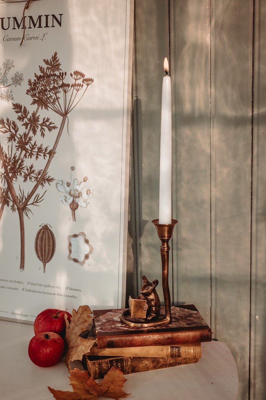 Candle Holder Mouse Antique Brass