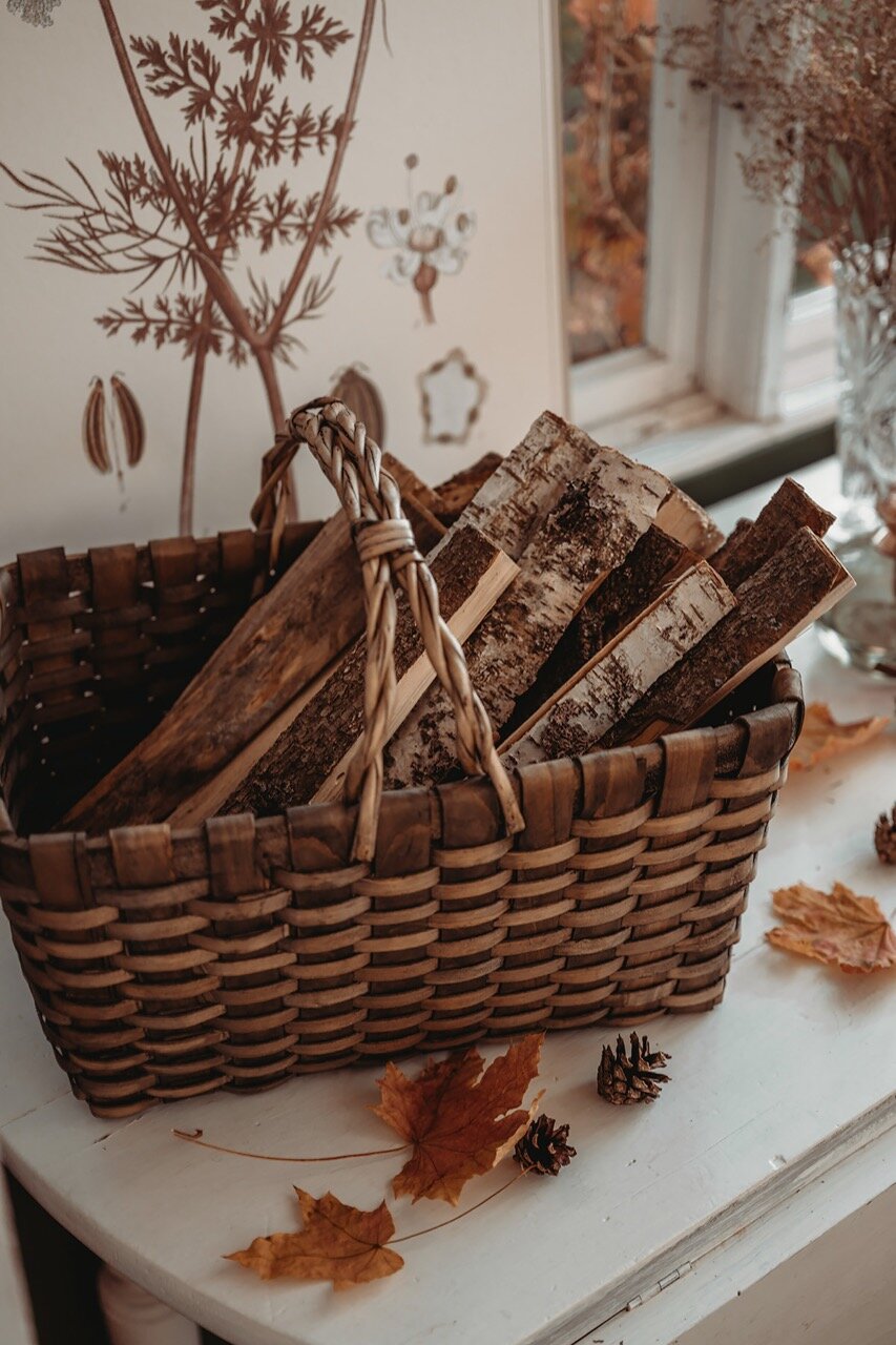 Wood Basket Kerstin w. Handle Grey Large