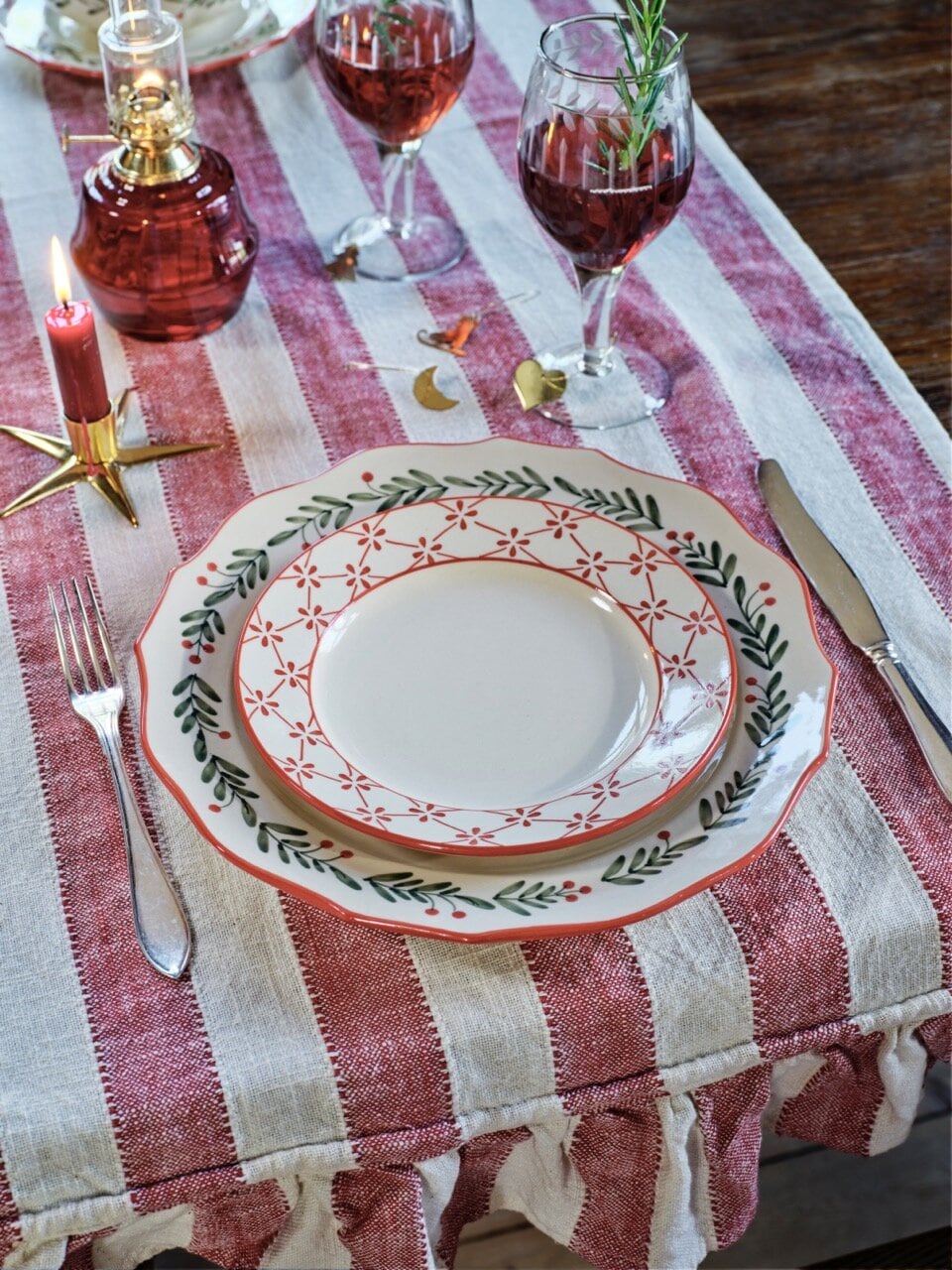 Table Cloth Ida Stripe Red/White